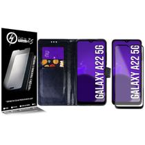 Capa Case Flip Carteira + 2 Películas Vidro 3D compativel Galaxy A22 5G A226 - Cell In Power25