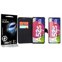 Capa Case Flip Carteira + 2 Películas Vidro compatível Galaxy A52s 5G A528 - Cell In Power25