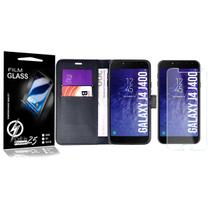 Capa Case Flip Carteira + 2 Películas Vidro compatível Galaxy J4 J400 5.5 - Cell In Power25