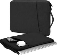 Capa Case para Notebook Aveludada com Alça e Bolso Externo com Zíper, À Prova d'água, À Prova de Choque (Preto, 15-15,6P