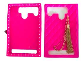 Capa Case Para Tablet De 7 E 8 Polegadas Universa Emborrachada Silicone Com Pingente e Brilho