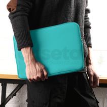 Capa Case Pasta Maleta Para Notebook de Neoprene 17 17.3 Polegadas Verde Água