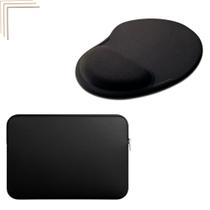 Capa Case Pasta Para Notebook + Mouse Pad Preto Kit Combo