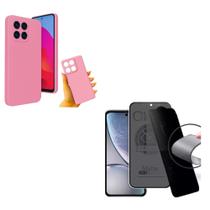 Capa Case Rosa Claro + Película Fosca Privacidade Moto Edge 60 Fusion