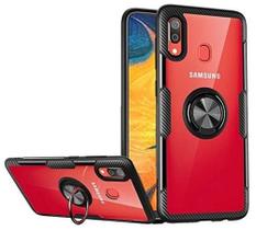 Capa Case Samsung Galaxy A20 (A205G) / A30 (A305GZ) (2019) (Tela 6.4) Carbon Clear Com Stand e Anel