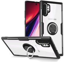Capa Case Samsung Galaxy Note 10 Plus (Tela 6.8) Carbon Clear Com Stand e Anel - Case Store