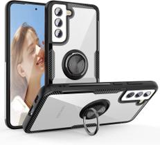 Capa Case Samsung Galaxy S21 FE (Fan Edition) (2021) (Tela 6.4) Carbon Clear Com Stand e Anel - Case Store