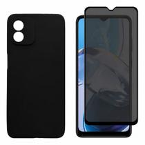 Capa Case Silicone Aveludada + Película 3d Privacidade de Vidro Para Moto E13 Capa Case Silicone Aveludada + Película 3d Privacidade de Vidro Para Moto E13