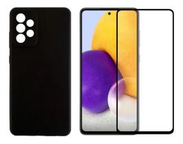 Capa Case Silicone Aveludada Preta P/ Galaxy A72 + Pelicula