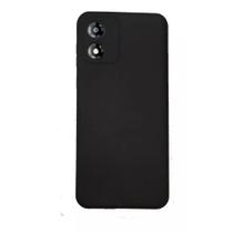 Capa Case Silicone Aveludada Preta + Película 3d de Vidro Para Motorola Moto E13