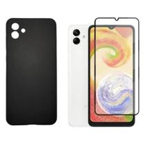 Capa Case Silicone Aveludada Preta + Película 3d de Vidro para Samsung Galaxy A04E