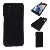 Capa Case Silicone Aveludada Preta + Película 3d Privacidade de Vidro Para Motorola Moto G22