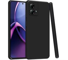 Capa Case Silicone Aveludada Preta + Película de Cerâmica Para Motorola Moto G84 Capa Case Silicone Aveludada Preta + Película de Cerâmica Para Motorola Moto G84