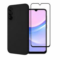 Capa Case Silicone Aveludada Preta + Película de Cerâmica Para Samsung Galaxy A15 - LXL