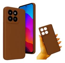 Capa Case Silicone Aveludado Moto Edge 60 Pro Marrom