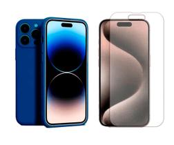 Capa Case Silicone Compativel Com iPhone 15 Todos Pelicula Hidrogel