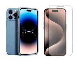 Capa Case Silicone Compativel Com iPhone 15 Todos Pelicula Hidrogel