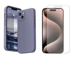 Capa Case Silicone Para iPhone 15 Todos + Pelicula Hidrogel
