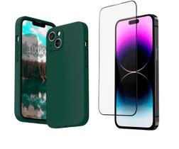 Capa Case Silicone Para iPhone 15 Todos + Pelicula Vidro 9D
