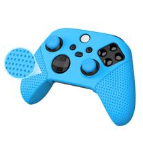 Capa Case Silicone Protetor Para Controle Xbox One Xbox Series + 2 Grip - Azul