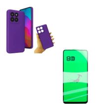 Capa Case Silicone Roxo + Película de Cerâmica 9D Moto Edge 60 pro