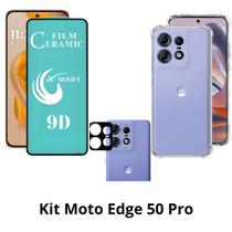 Capa Case Silicone TPU + Película de Cerâmica + Película de Câmera para Moto Edge 50 Pro