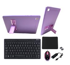 Capa Case Suporte Kit Teclado Mouse p/ Tablet Samsung A7 T500/T505 10.4 Lilás