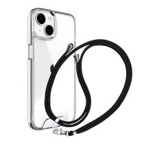 Capa case transparente com cordão para iphone 13 - lilas