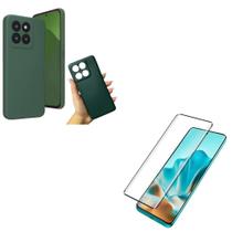 Capa Case Verde Escuro + Película Curva 3D Moto Edge 60 Pro Tela Toda