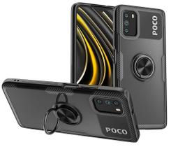 Capa Case Xiaomi Mi Poco M3 (Tela 6.53) Carbon Clear Com Stand e Anel - Case Store
