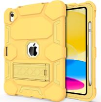 Capa CCMAO para iPad 10ª Geração 10,9 Polegadas 2022, iPad (A16) 11ª Geração 11 Polegadas 2025, com Suporte e Suporte para Lápis, Capa Protetora Híbrida Resistente a Impactos, Amarela