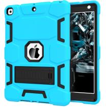 Capa CCMAO para iPad de 9ª, 8ª e 7ª geração com suporte azul+preto