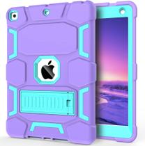 Capa CCMAO para iPad de 9ª, 8ª e 7ª geração de 10,2" com suporte roxo+verde