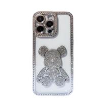 Capa Celular Compatível Iphone 15 com Urso de Diamante Luxo Capa Celular Compatível Iphone 15 com Urso de Diamante Luxo