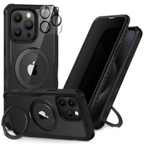Capa CENHUFO para iPhone 15 Pro Max, capa de telefone Privacy compatível com protetor de tela de privacidade de vidro temperado embutido Magsafe e suporte de anel magnético, capa de câmera transparente à prova de choque de corpo inteiro preta Capa CENHUFO para iPhone 15 Pro Max, capa de telefone Privacy compatível com protetor de tela de privacidade de vidro temperado embutido Magsafe e suporte de anel magnético, capa de câmera transparente à prova de choque de corpo inteiro preta
