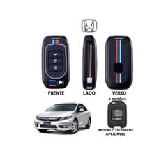 Capa Chave C/ Chaveiro Gancho Honda Civic G9 G10 City Fit WRV HRV CRV 3 Botões BRILHA NO ESCURO - Auto Tech