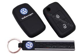 Capa Chave Silicone 2 Botões Volkswagen + Chaveiro Vw Golf