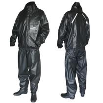 Capa Chuva Capuz Motociclista Pvc Piraval Impermeável Preto