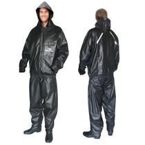 Capa Chuva Capuz Motociclista Pvc Piraval Impermeável Preto