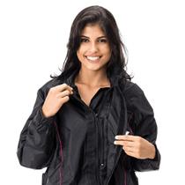 Capa Chuva de Nylon Feminina Pantaneiro Preto c/ Vivo Rosa M