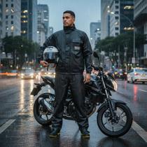 Capa Chuva Motociclista MoveGiro PVC Grosso Refletiva Calça e Jaqueta Conjunto Impermeável moto Capa Chuva Motociclista MoveGiro PVC Grosso Refletiva Calça e Jaqueta Conjunto Impermeável moto