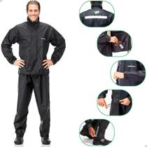 Capa Chuva Nylon Pantaneiro para Motoqueiro Conjunto Impermeável com Bolso Capa Chuva Nylon Pantaneiro para Motoqueiro Conjunto Impermeável com Bolso