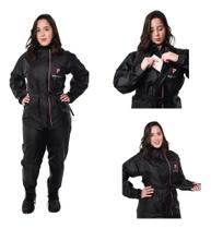 Capa Chuva Para Motoqueira Motociclista Impermeável Fe Preto