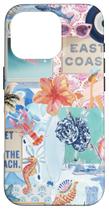 Capa Coastal Summer Y2K Preppy para iPhone 16 Pro com colagem azul