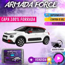 Capa Cobrir Carro C3 NOVO 100% Forrada Armada Force 100% Impermeável Forro Total Protege Sol Chuva Poeira Lona Proteção Automotiva