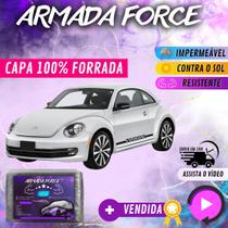 Capa Cobrir Carro FUSCA NOVO 100% Forrada Armada Force 100% Impermeável Forro Total Protege Sol Chuva Poeira Lona Proteção Automotiva Hatch e Sedan