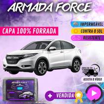 Capa Cobrir Carro HRV 100% Forrada Armada Force 100% Impermeável Forro Total Protege Sol Chuva Poeira Lona Proteção Automotiva Hatch e Sedan