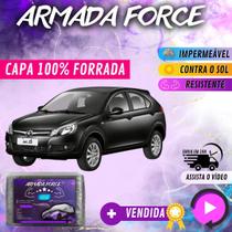 Capa Cobrir Carro JAC J3 HATCH 100% Forrada Armada Force 100% Impermeável Forro Total Protege Sol Chuva Poeira Lona Proteção Automotiva Hatch e Sedan