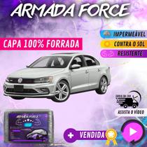 Capa Cobrir Carro JETTA 100% Forrada Armada Force 100% Impermeável Forro Total Protege Sol Chuva Poeira Lona Proteção Automotiva Hatch e Sedan