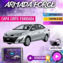 Capa Cobrir Carro YARIS SEDAN 100% Forrada Armada Force 100% Impermeável Forro Total Protege Sol Chuva Lona Proteção Automotiva